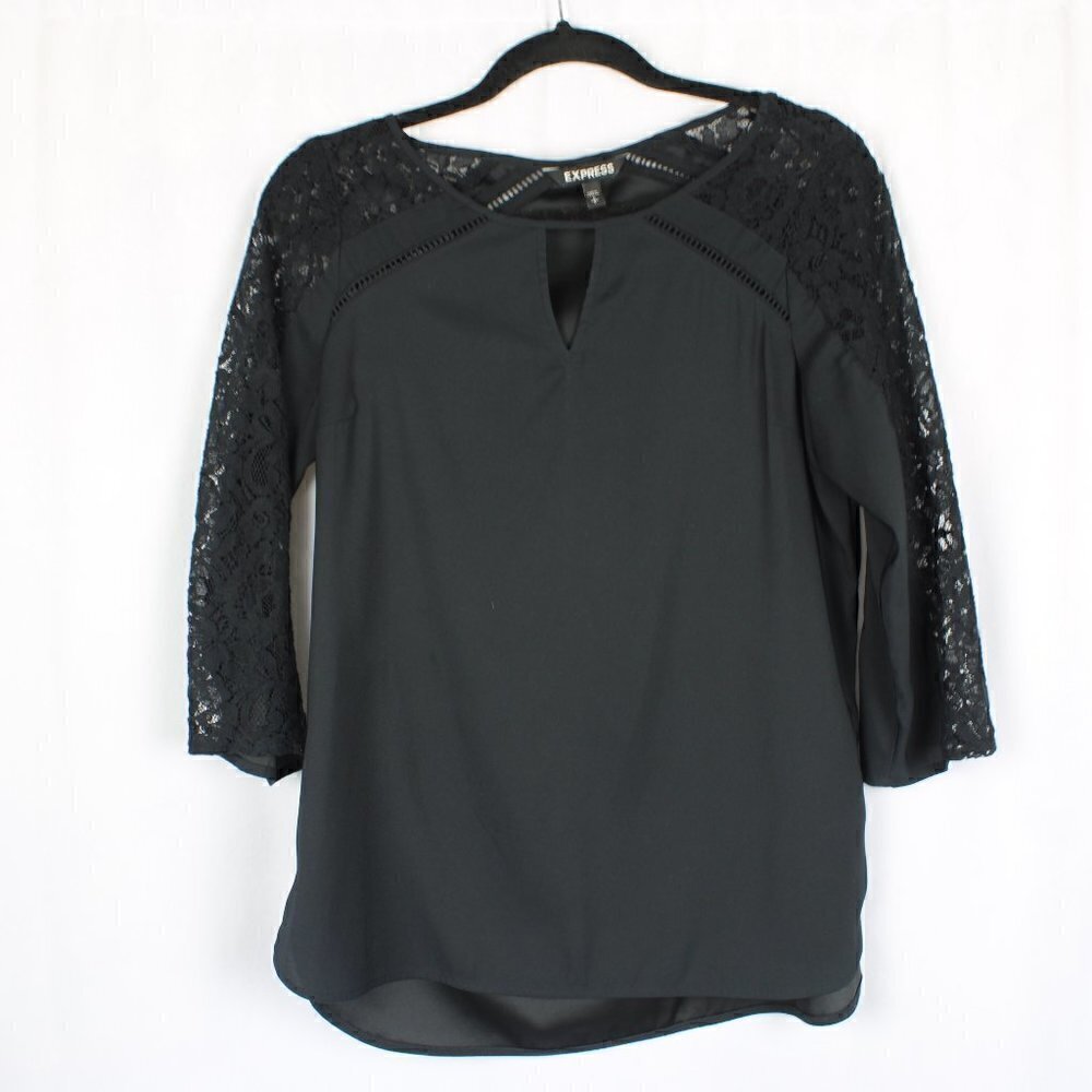 Express Black Lace Sleeve Blouse